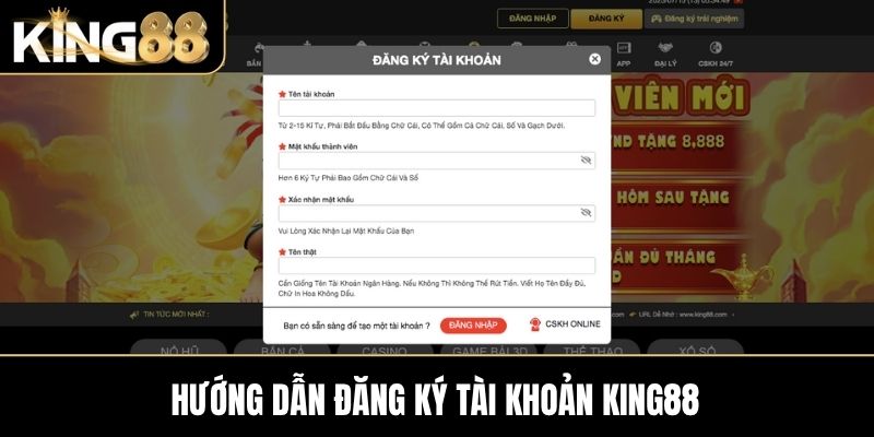 Hướng dẫn đăng ký tài khoản KING88